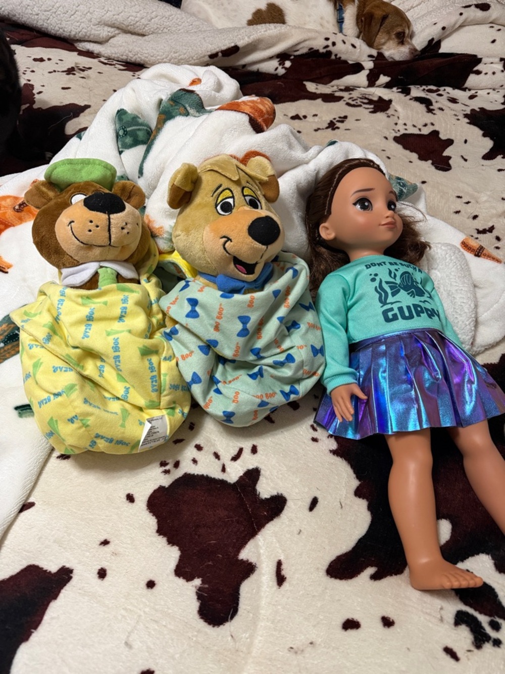 Children's Plush Character Sleeping Bags - Green/Yellow